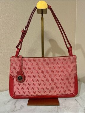Dooney & Bourke Vintage Red Logo Canvas Shoulder Bag EUC.